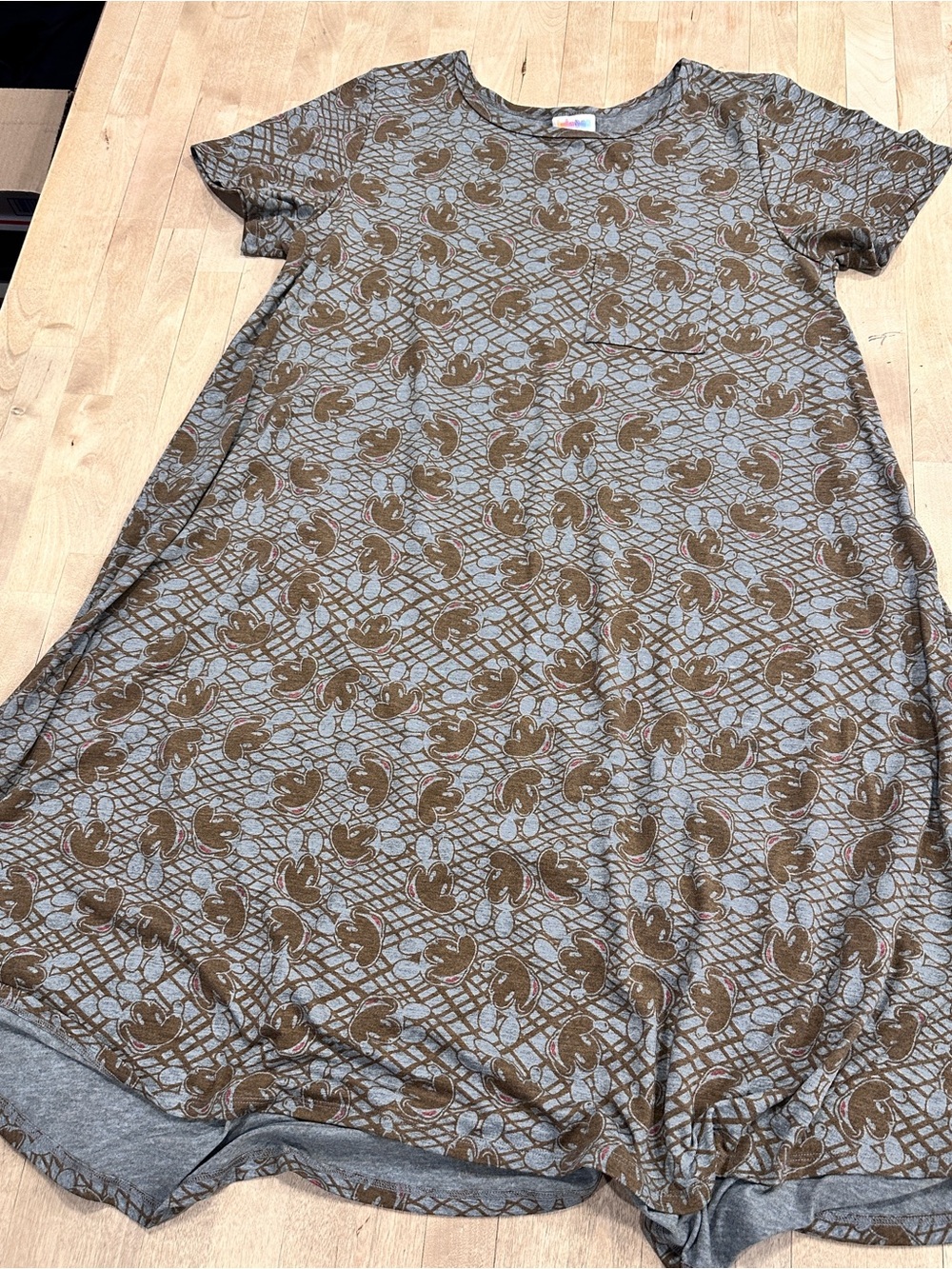 LuLaRoe Grey & Brown Floral Lattice Midi Dress